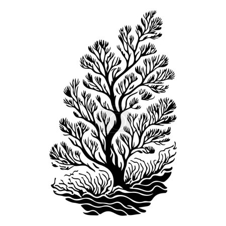 Illustration for Elkhorn Staghorn Icon hand draw black colour coral logo vector element and symbol - Royalty Free Image