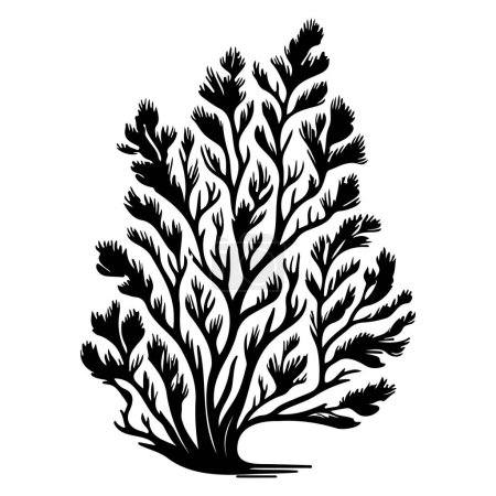 Elkhorn Staghorn Icon hand draw black colour coral logo vector element and symbol