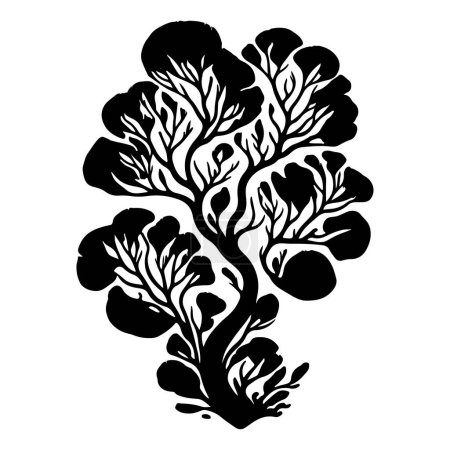 Illustration for Gorgonian Icon hand draw black coral logo vector element and symbol - Royalty Free Image
