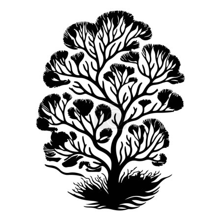 Gorgonian Icon hand draw black coral logo vector element and symbol