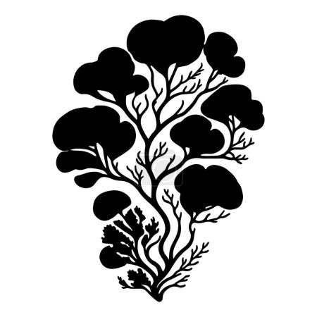 Illustration for Gorgonian Icon hand draw black coral logo vector element and symbol - Royalty Free Image