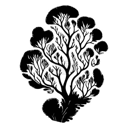 Gorgonian Icon hand draw black coral logo vector element and symbol