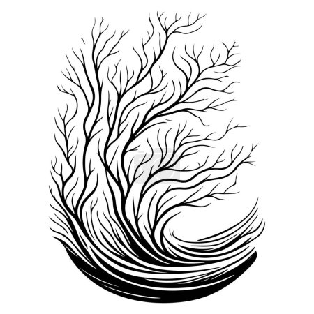 Sea Whip Icon hand draw black coral logo vector element and symbol