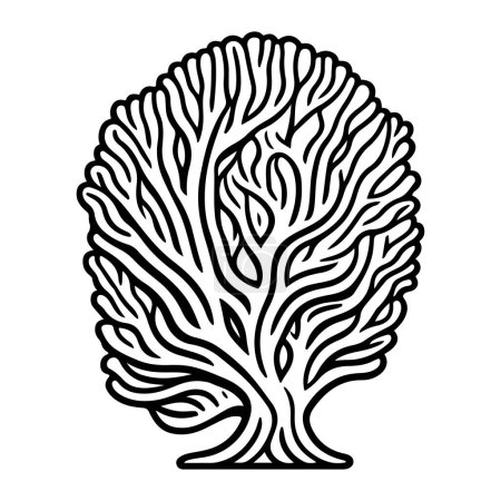 Grooved Brain Icon hand draw black coral logo vector element and symbol