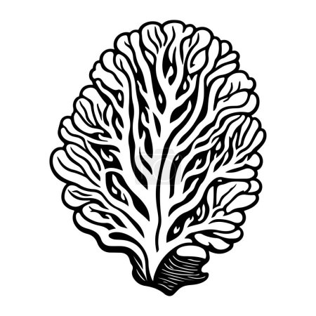 Grooved Brain Icon hand draw black coral logo vector element and symbol