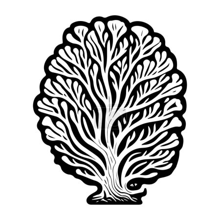 Ilustración de Grooved Brain Icono mano dibujar negro coral logotipo vector elemento y símbolo - Imagen libre de derechos