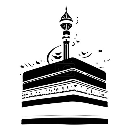 Kaaba black doodle ramadan symbol illustration draw element