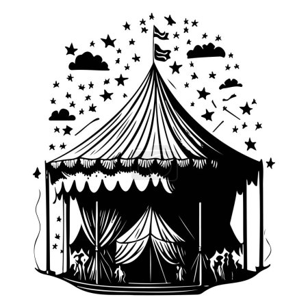 Zelt schwarz kritzeln Karneval Symbol Illustration Skizze zeichnen Element