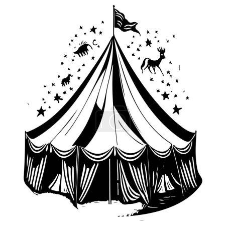 Tente noir doodle carnaval symbole illustration croquis dessin élément