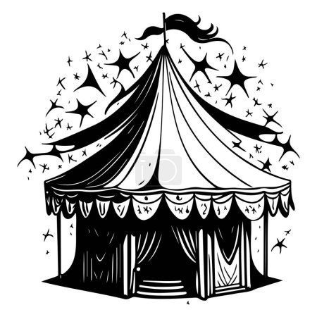 Tente noir doodle carnaval symbole illustration croquis dessin élément