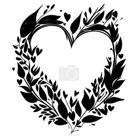 Illustration for Love Wreath black doodle valentine symbol illustration sketch draw element - Royalty Free Image