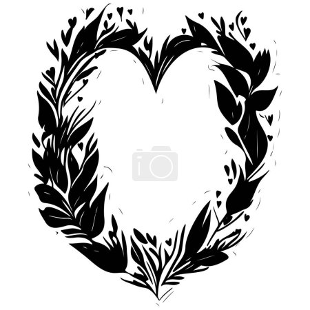 Illustration for Love Wreath black doodle valentine symbol illustration sketch draw element - Royalty Free Image