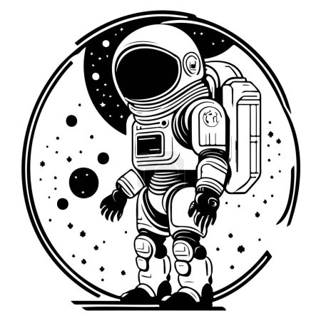 Moonwalker astronaut black doodle outspace symbol illustration sketch hand draw element