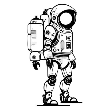 Moonwalker Astronaut schwarzes Gekritzel Weltraum Symbol Illustration Skizze Hand zeichnen Element
