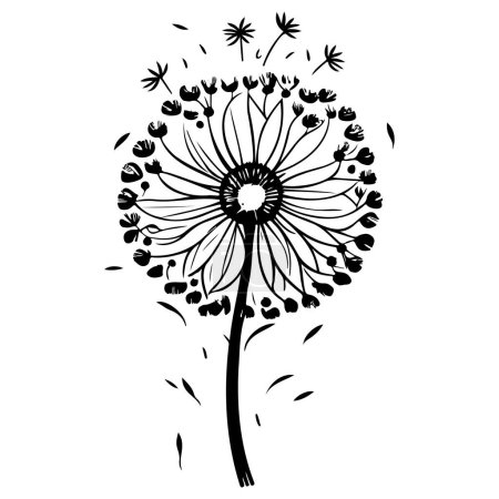 Illustration for Spring dandelion flower illustration sketch hand draw element - Royalty Free Image
