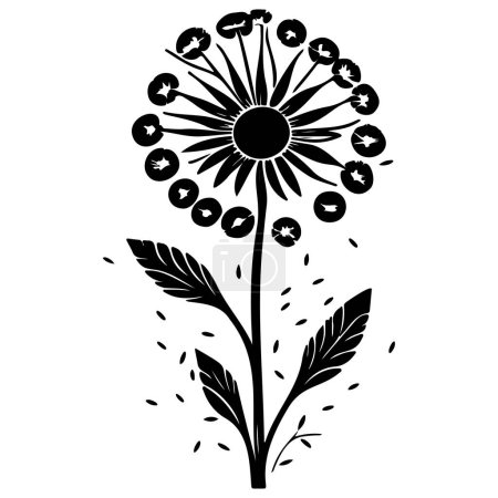 Illustration for Spring dandelion flower illustration sketch element black - Royalty Free Image