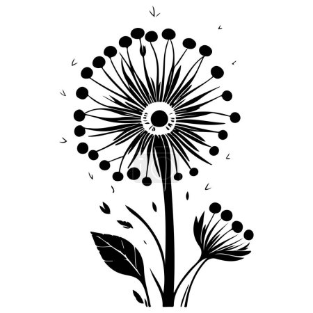 Illustration for Spring dandelion flower illustration sketch element black - Royalty Free Image