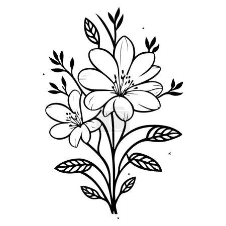 Ilustración de Orquídea flor ilustración bosquejo mano dibujar elemento - Imagen libre de derechos