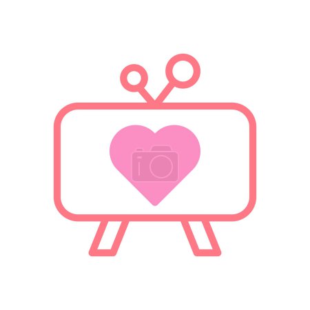 Tv love icon duotune red pink valentine illustration symbol