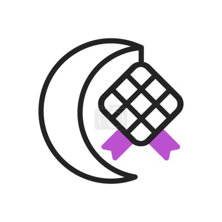 Ketupat icon duotone purple black ramadan illustration symbol