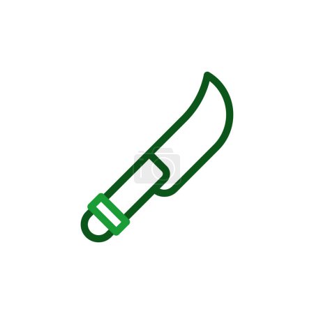 Icône de couteau symbole d'illustration militaire duocolor vert.