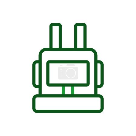 Backpack icon duocolor green military illustration symbol.