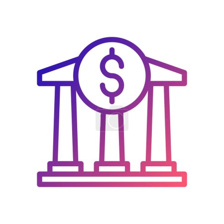 Téléchargez les illustrations : Icône bancaire dégradé bleu rouge illustration d'entreprise symbole - en licence libre de droit
