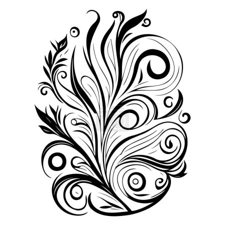 Illustration for Royal swirls flower illustration sketch element - Royalty Free Image