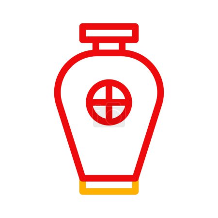 Jar icon duocolor red yellow chinese illustration element