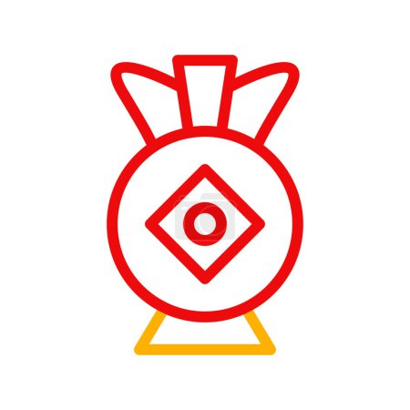 Icono del tarro duocolor rojo amarillo chino elemento de ilustración
