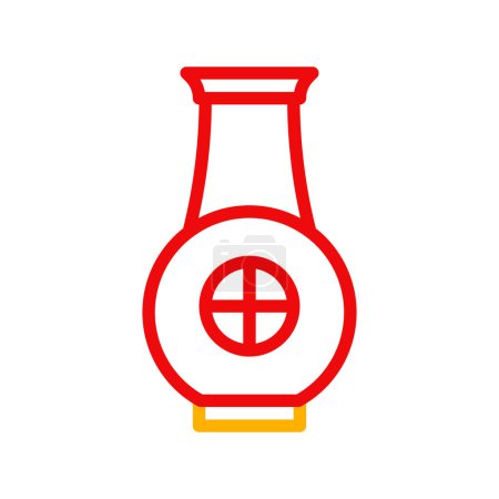 Jar icon duocolor red yellow chinese illustration element
