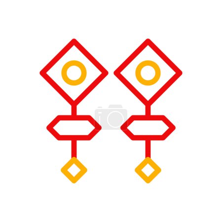 Téléchargez les illustrations : Icône de décoration bicolore rouge jaune élément d'illustration chinois - en licence libre de droit