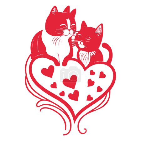 Ilustración de Gato rojo amor valentine corazón ilustración bosquejo elemento - Imagen libre de derechos