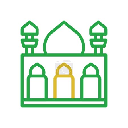 Elemento mezquita duocolor naranja verde ramadán símbolo de la ilustración
