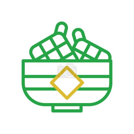 Ketupat element duocolor orange green ramadan illustration symbol