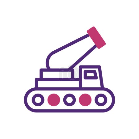 Elemento de cañón duotono púrpura rosa símbolo de ilustración militar