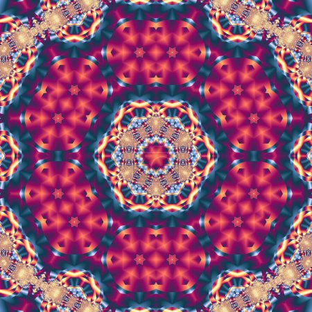 Photo for Seamless pattern in retro 60s-70s hippie style. Trendy fashion colorful disco ornament. - Royalty Free Image