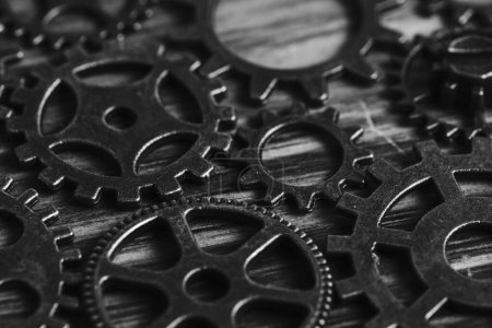 Photo for Steampunk gears on black and white background - Royalty Free Image