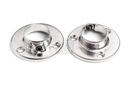 Two flanges for fixing pipe. On white background
