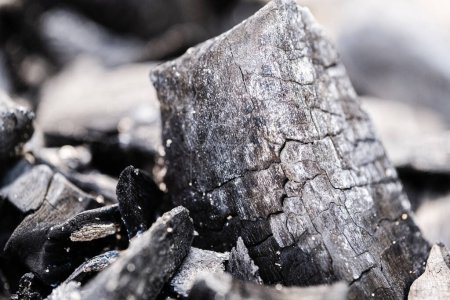 Close up of burnt coals. Macro texture