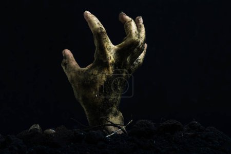 Zombie hand isolated on black background, halloween concept