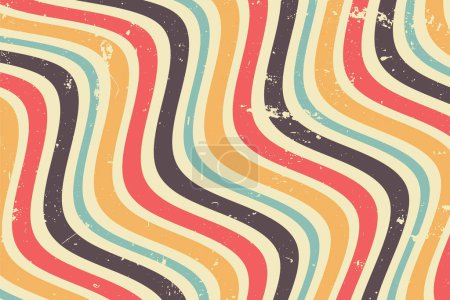 Téléchargez les illustrations : Groovy hippie 70s backgrounds with waves swirl twirl pattern - en licence libre de droit