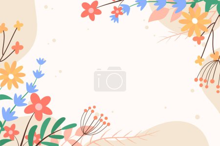 Ilustración de Beautiful spring background with hand drawn flowers - Imagen libre de derechos
