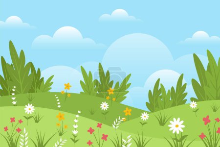 Illustration for Beautiful spring background with hand drawn flowers - Royalty Free Image