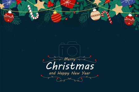 Illustration for Christmas background in flat vector illustration design - Royalty Free Image