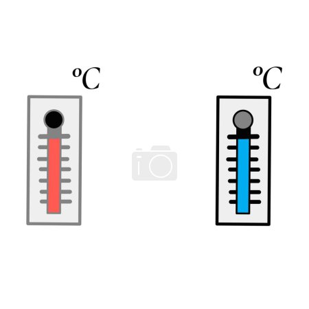 Foto de Icono del termómetro o símbolo de temperatura fría y caliente, vector e ilustración - Imagen libre de derechos