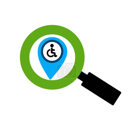 Foto de Mapa marcador con icono de Handicap, pin de mapa, buscador símbolo vector ilustración - Imagen libre de derechos