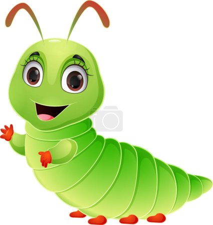 Illustration for Vector Illustration of Happy caterpillar cartoon on white background - Royalty Free Image