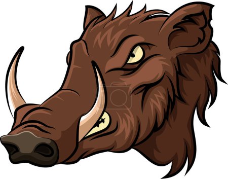 Illustration for Vector Illustration of Cartoon wild boar head mascot - Royalty Free Image