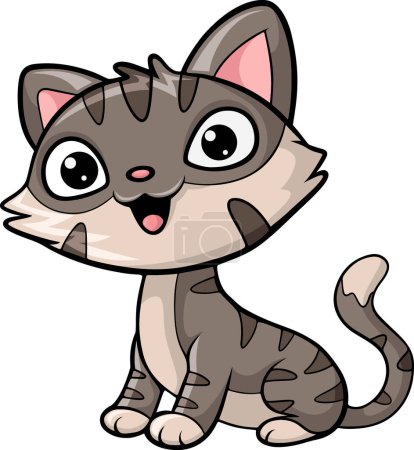 Illustrazione per Illustrazione vettoriale di carino piccolo gatto cartone animato seduta - Immagini Royalty Free